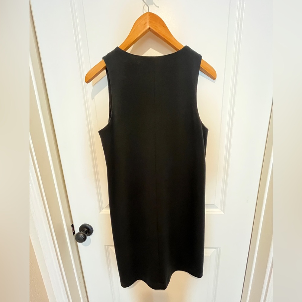 C Black Lace-Up Lined Mini Dress. Two front pockets. - Picture 2 of 3
